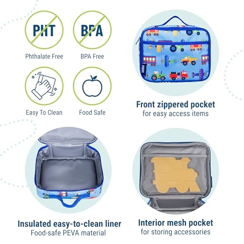Wildkin Kids Insulated Lunch Box – Durable and Reusable for School & Travel - Trains, Planes, and Trucks - Image 4