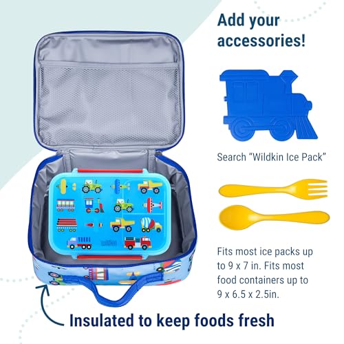 Wildkin Kids Insulated Lunch Box – Durable and Reusable for School & Travel - Trains, Planes, and Trucks - Image 5