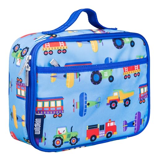 Wildkin Kids Insulated Lunch Box – Durable and Reusable for School & Travel - Trains, Planes, and Trucks - Image 1