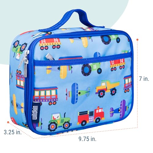 Wildkin Kids Insulated Lunch Box – Durable and Reusable for School & Travel - Trains, Planes, and Trucks - Image 3