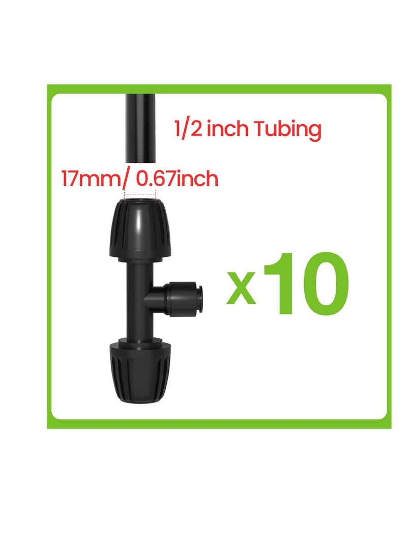 عام 10 حزمة 1/2 "إلى 1/4" تقليل موصلات تي شيرت ، ودفع إلى توصيل تركيبات الري بالتركيب السريع ، ومحولات الإنطلاق المقاومة للتسرب لتقسيم 1/2 "إلى 1/4" ، للحديقة ، الحديقة ، الدفيئة - Image 3