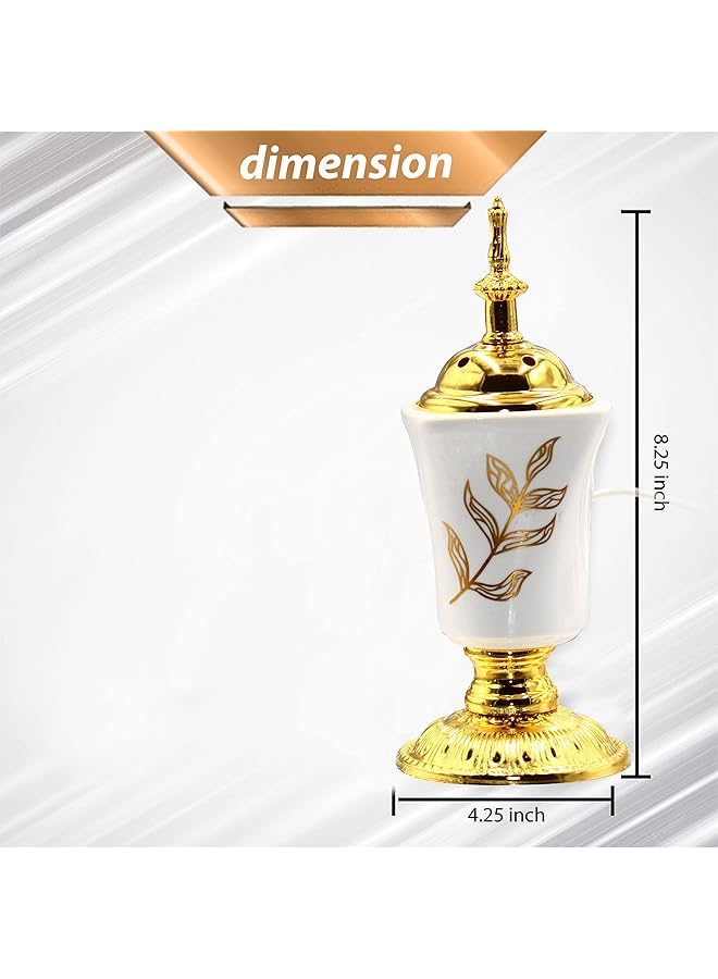 erorex Electric Incense Burner Oud Bakhoor Burner For Office And Home 2 Years Warranty White Gold - Image 2