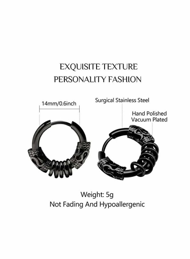 Hoop Earrings, Vintage Hoop Earrings for Men Women, Hypoallergenic 14mm Titanium Steel Hip Hop Earrings, Jewelry, Hip Hop Rock Aesthetic Cubic Zirconia Earrings (1Pairs ) - Image 2