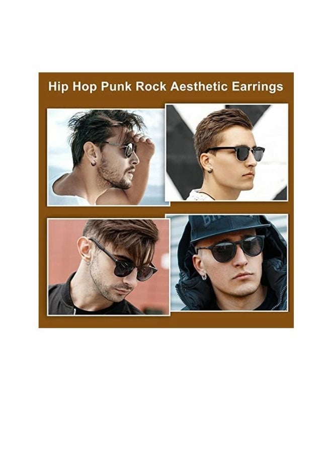 Hoop Earrings, Vintage Hoop Earrings for Men Women, Hypoallergenic 14mm Titanium Steel Hip Hop Earrings, Jewelry, Hip Hop Rock Aesthetic Cubic Zirconia Earrings (1Pairs ) - Image 5