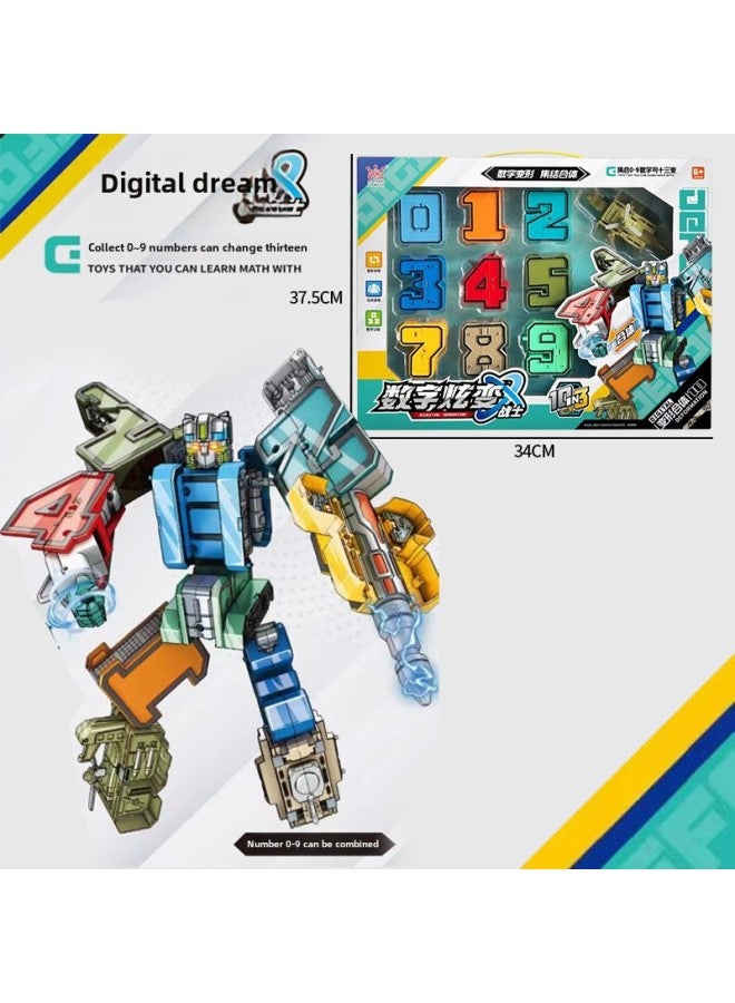 Digital Deformation Educational Toy Boy Assembled Figure Letter Building Blocks 3 To 6 Years Old Boys 5 To 7 Children Birthday Gift-color:Enlarged Number 【digital Robot 0-9】 Portable Gift Box - Image 1