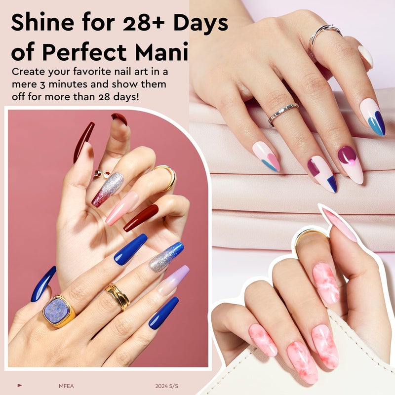 MEFA 54 PcsGel Nail Polish Kit with U V Light, 32 Colors Classic Popular Gel Nail Kit Soak Off Nail Polish Gel Set with Base Matte/Glossy Top Coat Nail Art Decorations Manicure Tools DIY Gifts - Image 2