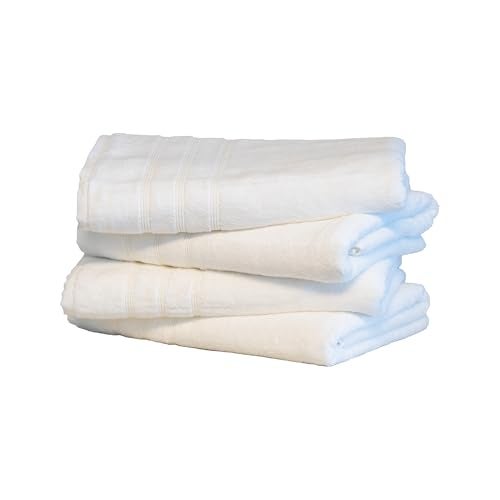 Mosobam Luxury Turkish Set of 4 Bath Towels 30X58 White 700 GSM Bamboo Viscose & Aegean Turkish Combed Cotton - Image 1