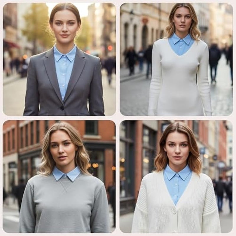 بلوزة بياقة ديكي قابلة للفصل وياقة مزيفة وقبة مزيفة نصف قميص للنساء للتخرج اليومي وال - Image 2