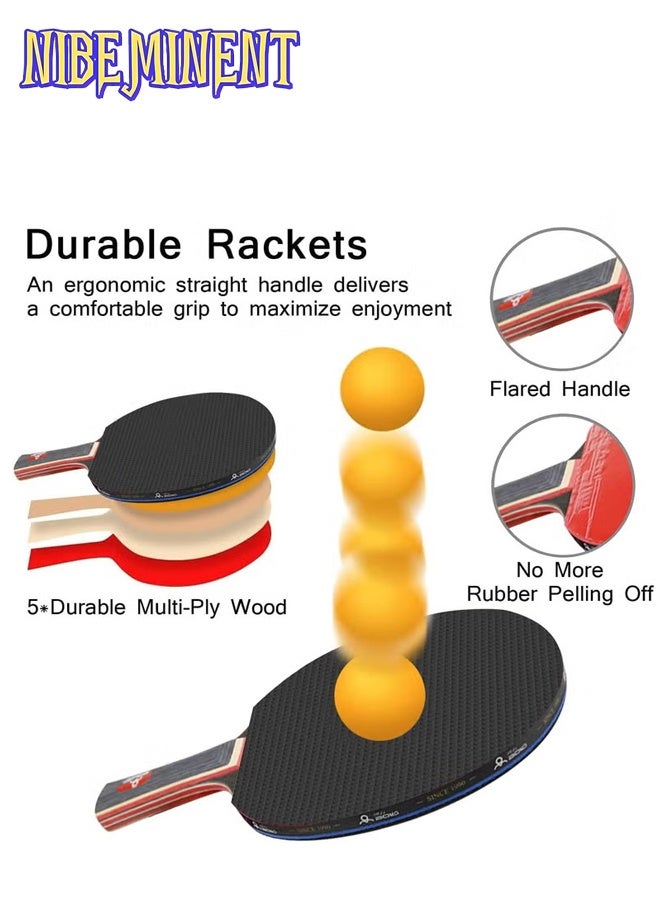 NIBEMINENT Table Tennis Paddle Set with Retractable Ping Pong Net, 2 Professional Table Tennis Rackets, 4 Balls, Storage Bag, Ideal Indoor and Outdoor Table Tennis Rackets Set Family Fun, Gift - Image 4
