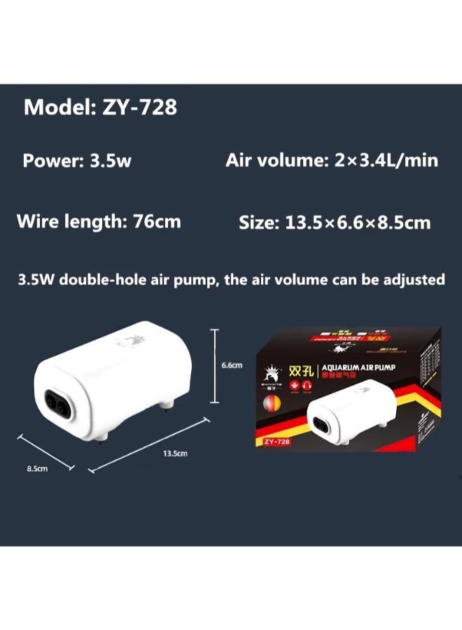 B&K Aquarium Adjustable Air Pump 3.5W 2 Outlets Oxygen Pump Good Noise Reduction Technology - Image 2