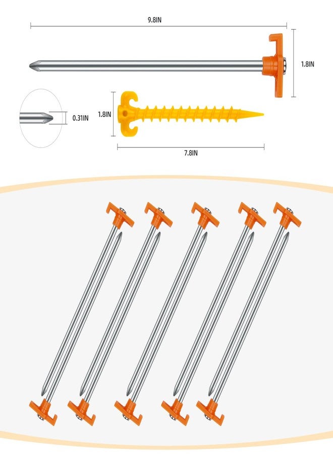 AVOFOREST Tent Stakes Heavy Duty Camping Stakes,AVOFOREST 10Inch Non-Rust Metal Tent Pegs Ground Stakes Tent Spikes Camping,Garden,Hiking 12+2PCS Orange - Image 2