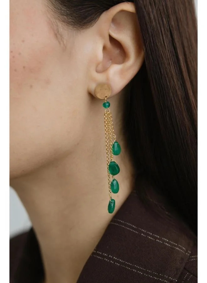 جواندلينا Silver Yellow Gold Plated Earrings with Semi Precious Stones