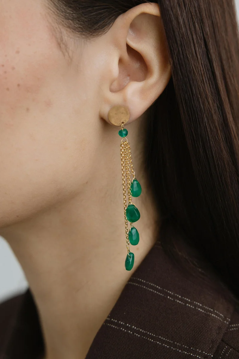 Guendalina Silver Yellow Gold Plated Earrings with Semi Precious Stones