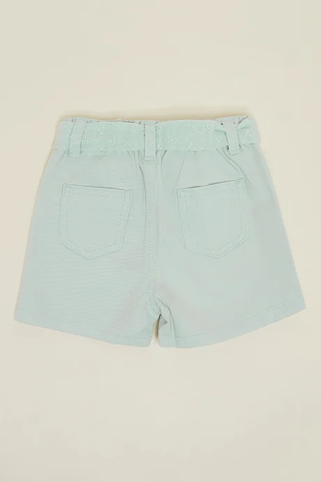 أر أند بي Embroidered Denim Shorts with Drawstring Waist