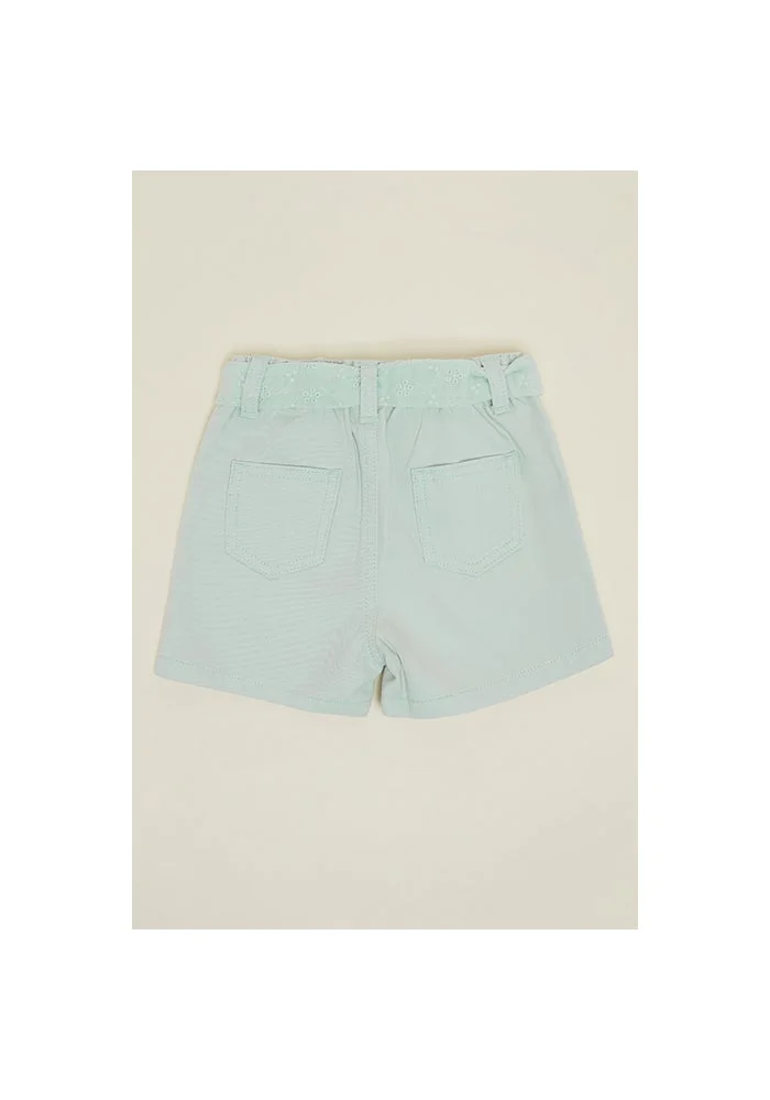 R&b Embroidered Denim Shorts with Drawstring Waist