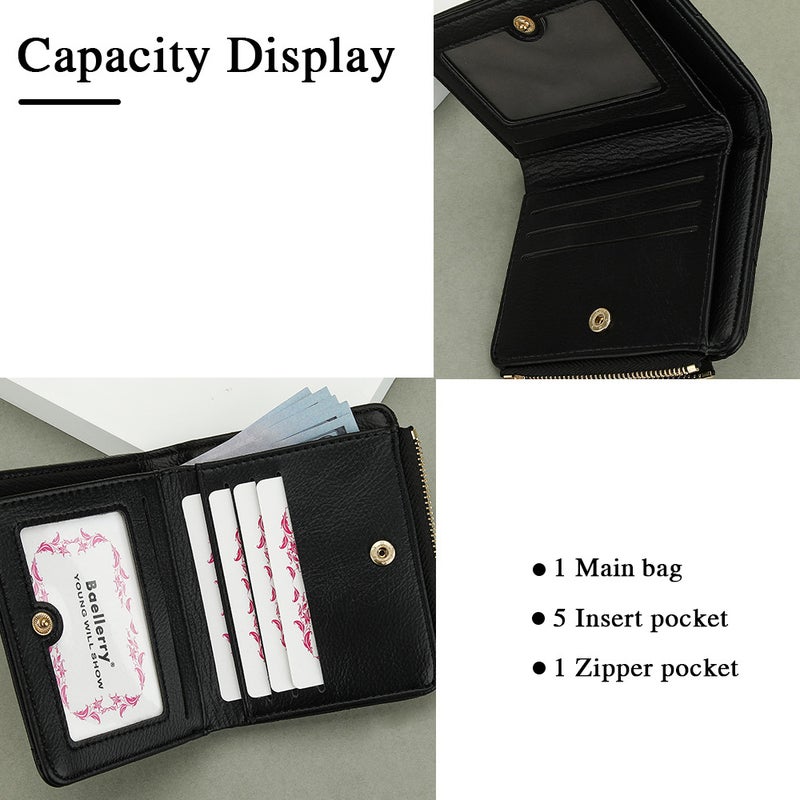 Women''s Wallet Short Baellerry Korean Style Cross Flower Zipper Fashionable Quilted Card Bag for Women - Image 4