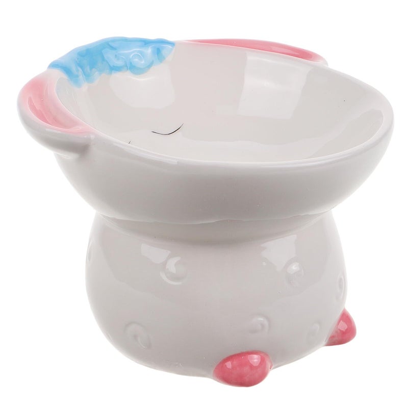 Luxshiny Ceramic Elevated Cat Food Bowl Raised Stand Cute Sheep Design Anti Spill Raised Food and Water Dish for Indoor Cats Small Dogs - Image 2