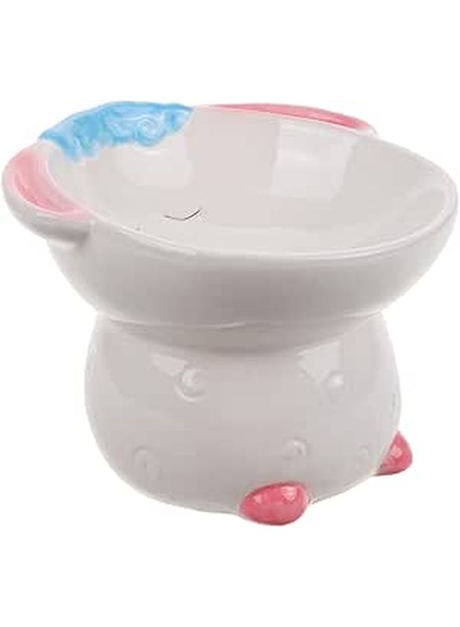 Luxshiny Ceramic Elevated Cat Food Bowl Raised Stand Cute Sheep Design Anti Spill Raised Food and Water Dish for Indoor Cats Small Dogs - Image 1