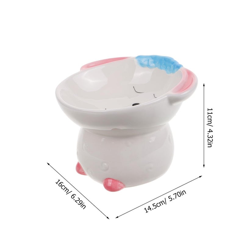 Luxshiny Ceramic Elevated Cat Food Bowl Raised Stand Cute Sheep Design Anti Spill Raised Food and Water Dish for Indoor Cats Small Dogs - Image 3