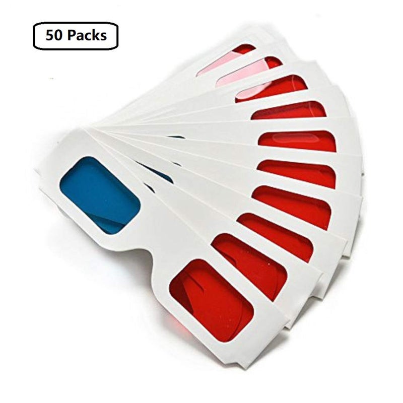 3D Glasses: 4Pcs Red & Cyan Anaglyph White Card - Lightweight Foldable Adjustable Fit 3D Viewing Glasses for Home Entertainment Online Gaming Image Gallery TV DVD Viewing - Image 3