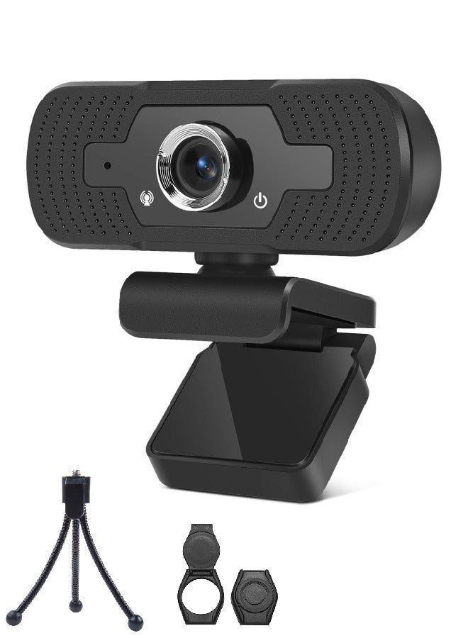 1080P Webcam with Microphone, 30 FPS Full HD Web Camera, 2 Mics Streaming Webcam, 360°Rotation Angle 90°View USB Camera for Calls/Conference/Laptop/Computer - Image 1