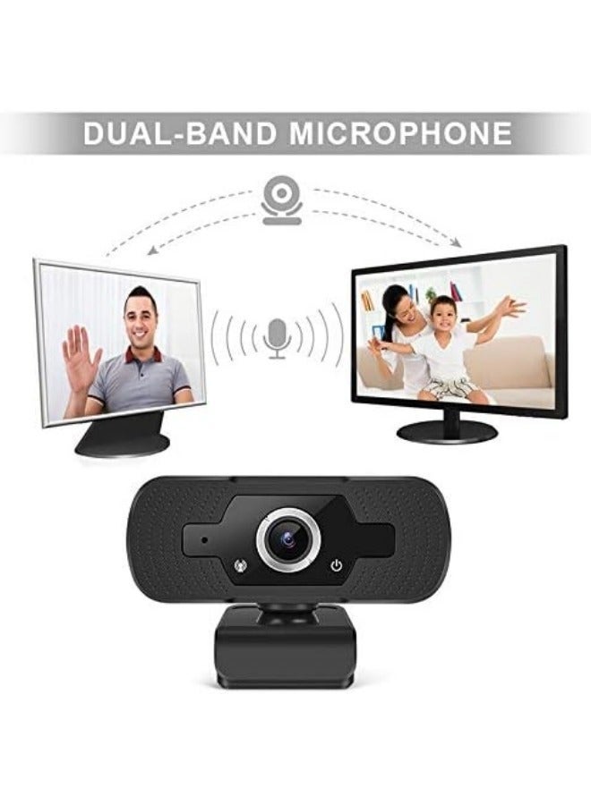 1080P Webcam with Microphone, 30 FPS Full HD Web Camera, 2 Mics Streaming Webcam, 360°Rotation Angle 90°View USB Camera for Calls/Conference/Laptop/Computer - Image 3