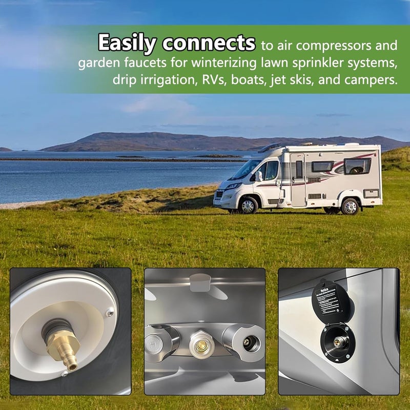 LitOrange Lead-Free Brass Winterize Sprinkler Systems: Air Compressor Hose Water Faucet Blow Out Adapter Fitting For RV, Travel Trailer, Boat & Camper（a couple） - Image 4