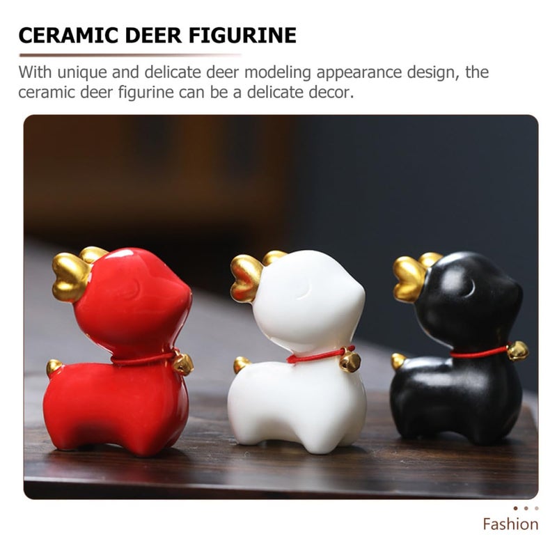 Black Ceramic Deer Figurine Small Animal Statue Tabletop Decor For Living Room Home - Image 4