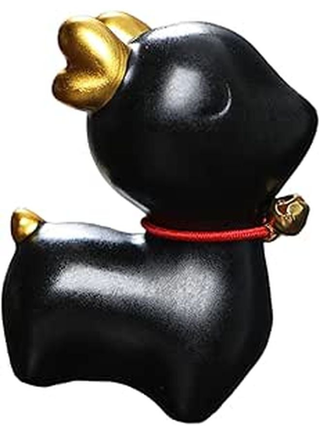 Black Ceramic Deer Figurine Small Animal Statue Tabletop Decor For Living Room Home - Image 1