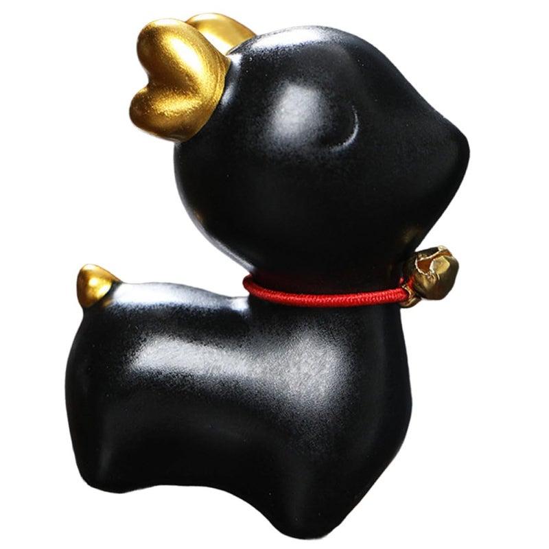 Black Ceramic Deer Figurine Small Animal Statue Tabletop Decor For Living Room Home - Image 2