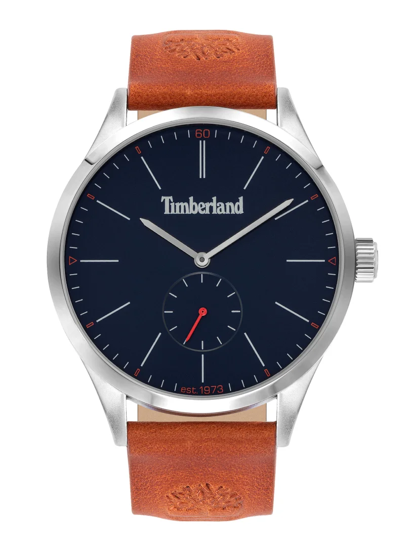 Timberland Lamprey Men's Watch 46mm Analog Blue Dial Brown Leather Strap