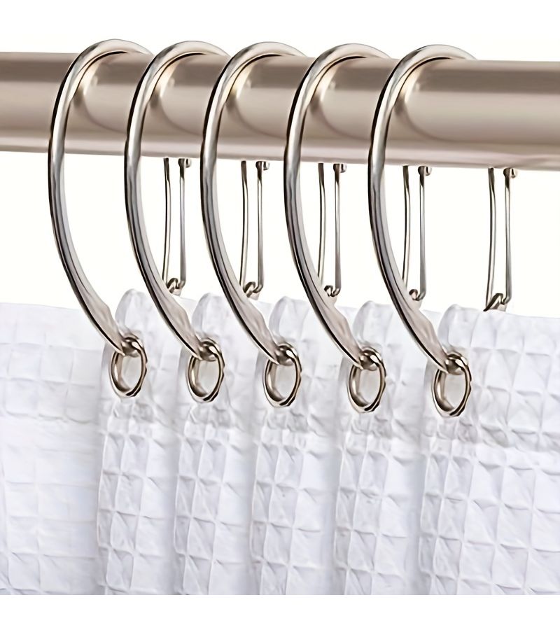 12 Black Ring Shower Curtain Hooks Heavy Duty Rust Resistant Metal - Image 5