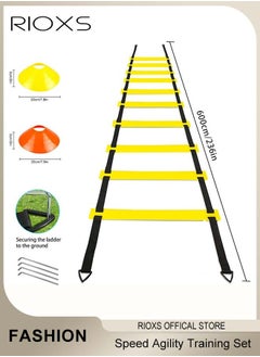 RIOXS Agility Speed Ladder Training Equipment, Speed Agility Training Set Includes 6m/19.68ft Agility Ladder, 12 Disc Cones, 4 Steel Stakes,  Carry Bag, Fitness Drills for Kids Teens Adults Efficient Agility Training  - Image 3
