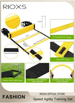 RIOXS Agility Speed Ladder Training Equipment, Speed Agility Training Set Includes 6m/19.68ft Agility Ladder, 12 Disc Cones, 4 Steel Stakes,  Carry Bag, Fitness Drills for Kids Teens Adults Efficient Agility Training  - Image 4