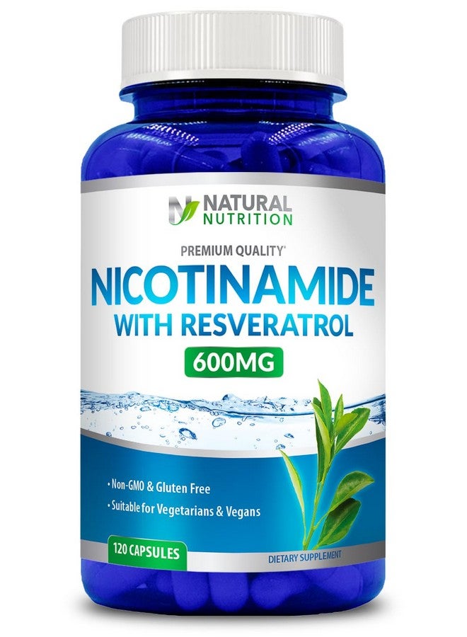 Generic Natural Vitamin Nicotinamide with Resveratrol 600mg (Vitamin B-3) 120 Veggie Capsules Gluten Free & Non-GMO - Image 1
