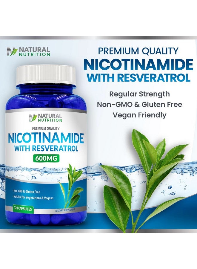 Generic Natural Vitamin Nicotinamide with Resveratrol 600mg (Vitamin B-3) 120 Veggie Capsules Gluten Free & Non-GMO - Image 4