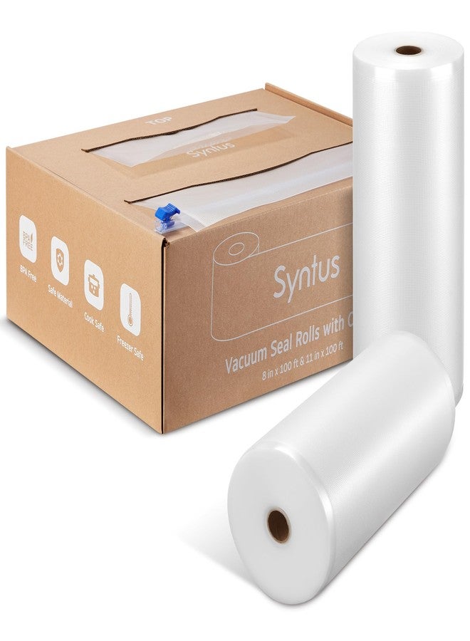 Syntus [2025 Upgraded] Syntus 11" x 100' and 8" x 100' Vacuum Sealer Bags for Food with Cutter, Vacuum Sealer Bags Roll Keeper BPA-free Heavy-duty Commercial Grade for Food Storage, Meal Prep and Sous Vide - Image 1