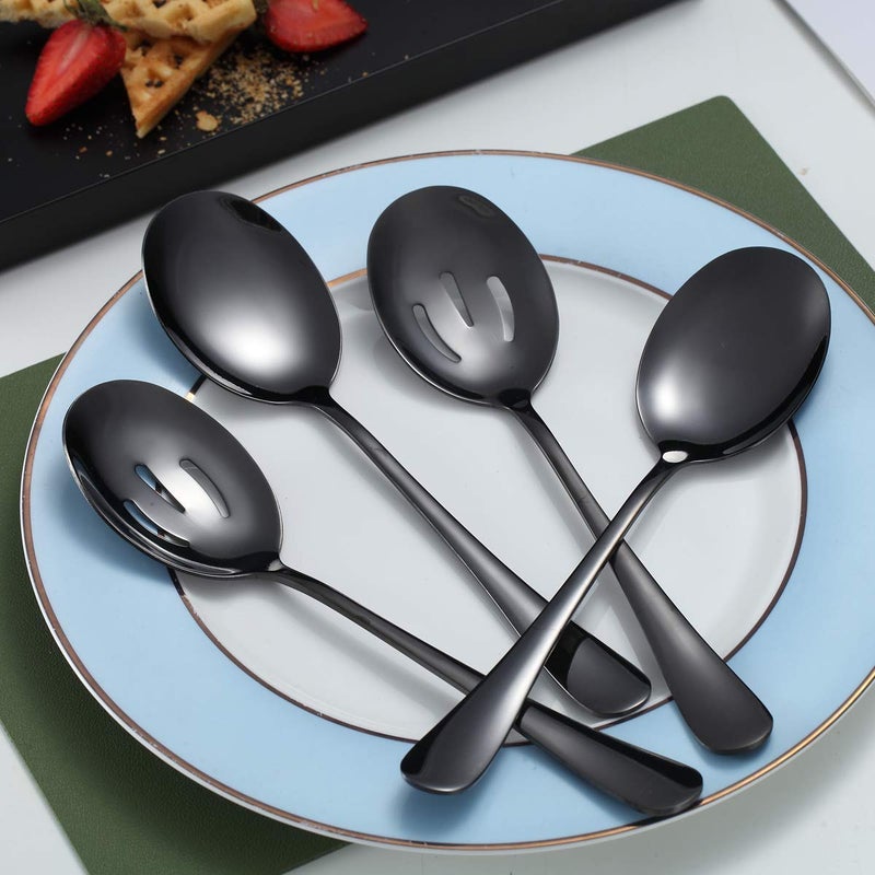 Kyraton Black Kyraton Titanium Plating Serving Set - 4 Pieces, Includes 2 Spoons and 2 Slotted Spoons - Image 3
