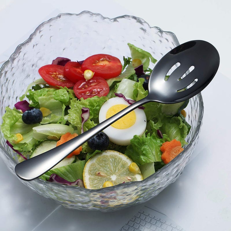 Kyraton Black Kyraton Titanium Plating Serving Set - 4 Pieces, Includes 2 Spoons and 2 Slotted Spoons - Image 4