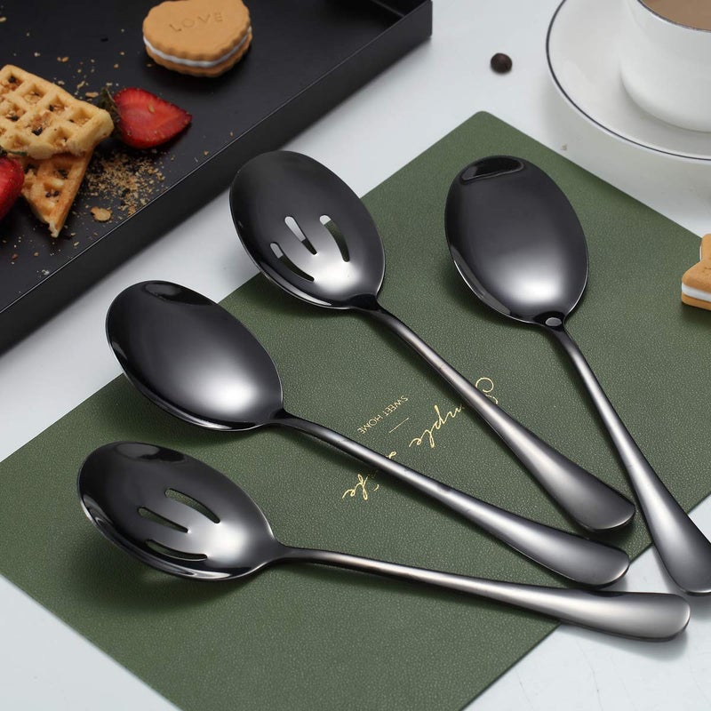 Kyraton Black Kyraton Titanium Plating Serving Set - 4 Pieces, Includes 2 Spoons and 2 Slotted Spoons - Image 2