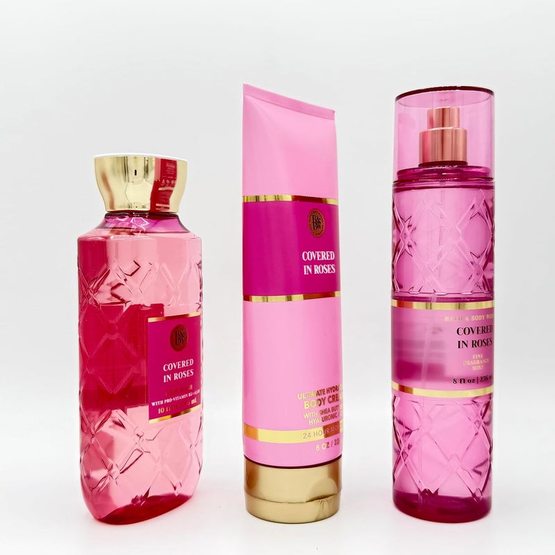 Covered in Roses 3Piece Bath Bundle Body Wash Ultimate Hydration Body Cream and Fine Fragrance Mist - Image 4