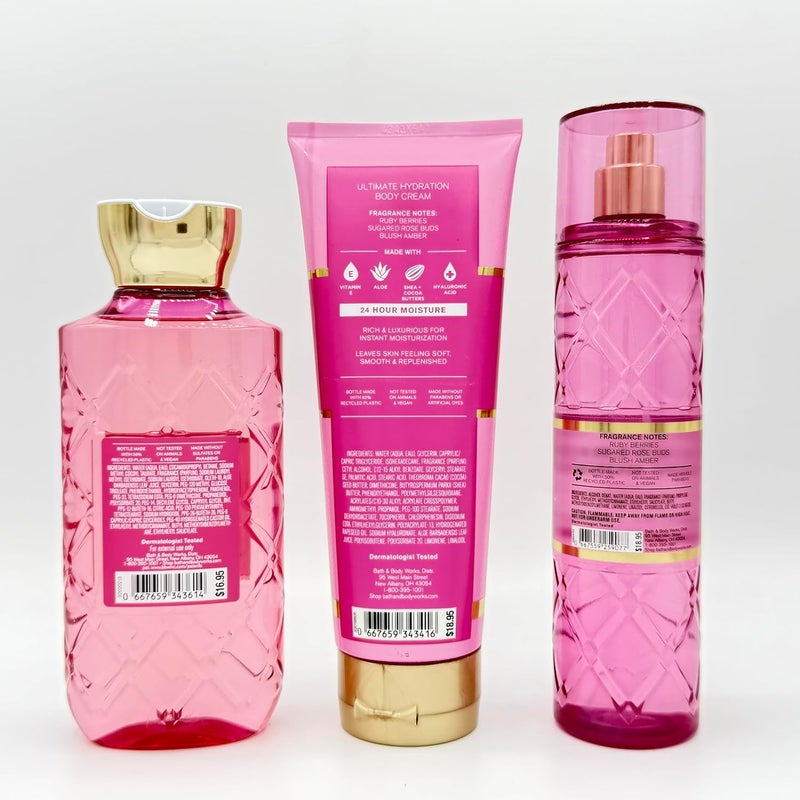 Covered in Roses 3Piece Bath Bundle Body Wash Ultimate Hydration Body Cream and Fine Fragrance Mist - Image 2
