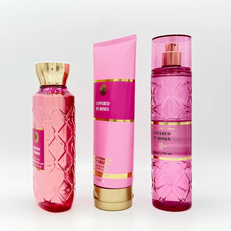 Covered in Roses 3Piece Bath Bundle Body Wash Ultimate Hydration Body Cream and Fine Fragrance Mist - Image 3