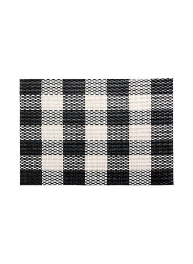 Restaurantware Carmel Mesh 16 x 12 Inch Table Placemats, Set Of 6 Woven Washable Placemats - Large Gingham Print, No Stain, Black And White Kitchen Placemats, Heat Tolerant, Easy To Clean - Image 1