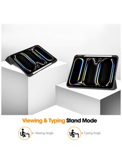 Anmi Compatible With iPad Pro 11 Case (M4) 2024 With Pencil Holder , Smart Trifold Stand, Auto Wake Sleep (Black)  - Image 3