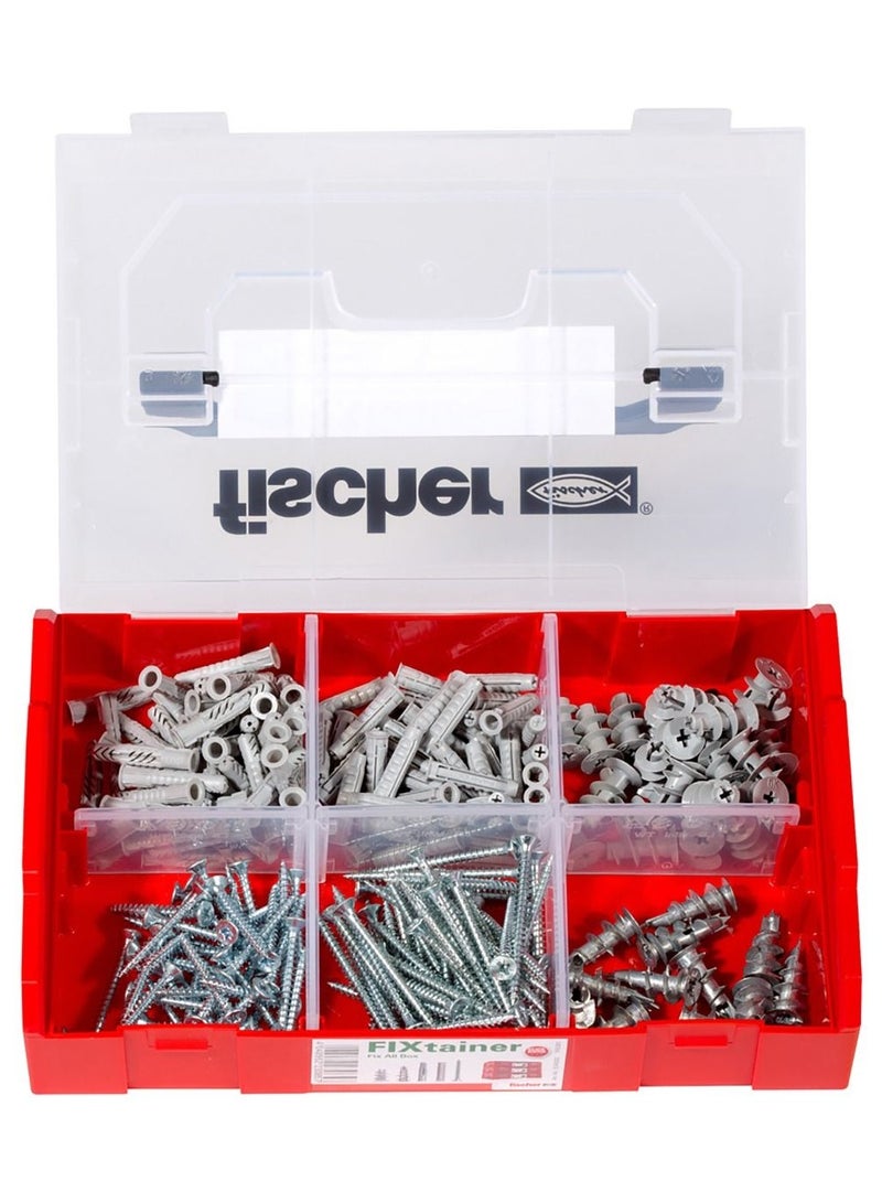 Fischer FIXTAINER - UX + SX + GK Plugs + Screws Various Sizes 240pcs