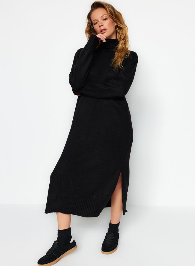 trendyol Black Midi Wide Cut Soft Texture Knit Dress - Image 1
