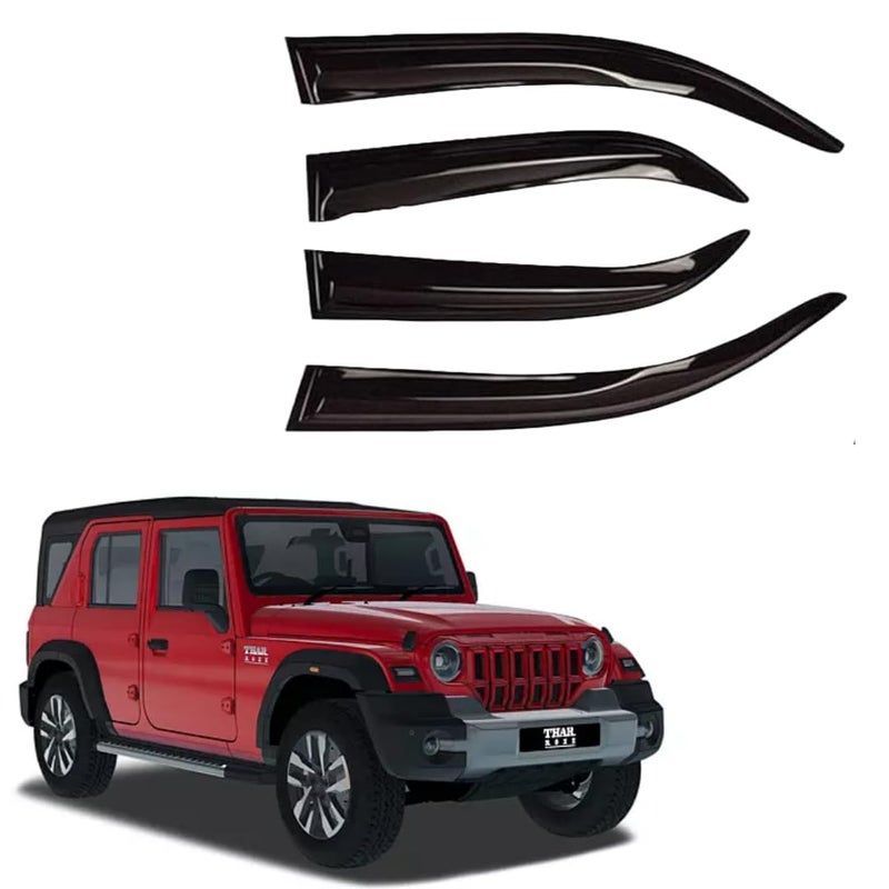 ROYALTECH Premium Non-Breakable Car Window Door Visor/Rain Guard/Wind Deflector Compatible for (Thar Roxx) - Image 1