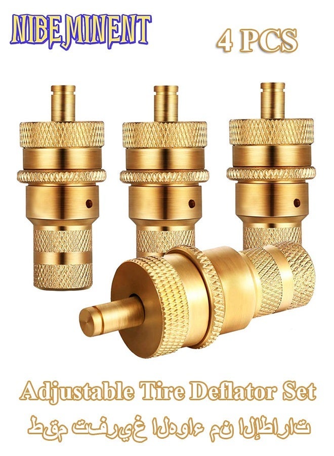 NIBEMINENT 4PCS Automatic Tire Deflator, Brass Adjustable Tire Deflator Kit, Universal 6-30 PSI Preset Air Down Tire Deflators Offroad Accessories, Fits Most Car, Truck, ATV, Truck - Image 1