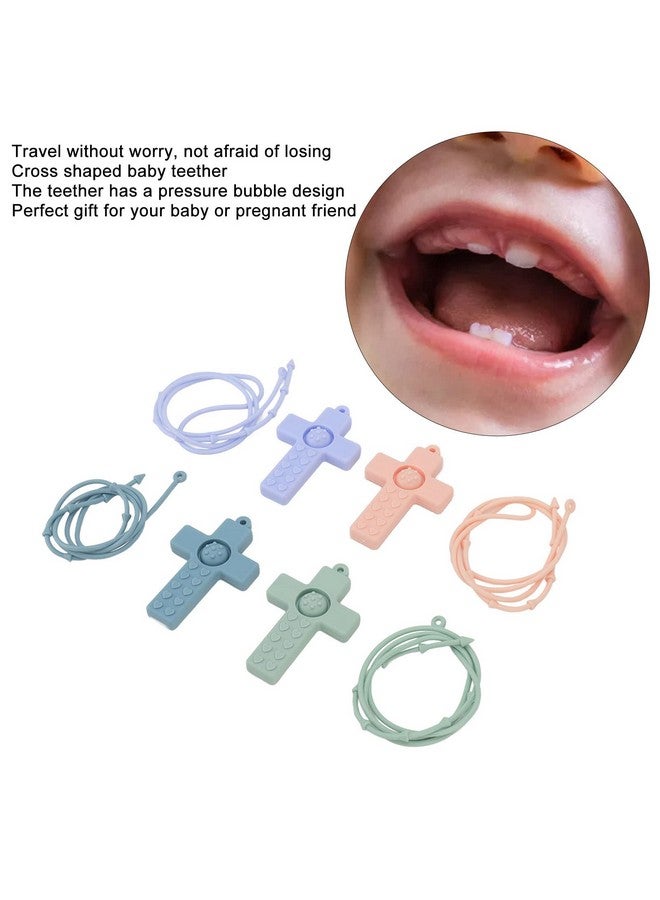 Hztyyier 4PCS Baby Teething Toys, Cross Shape Teethers with Silicone Lanyard, Colorful Infant Chew Toys for Newborn Infant - Image 4